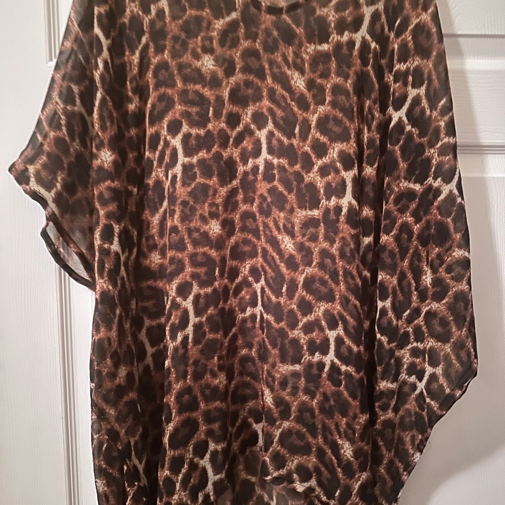 Leopard Print Sheer Top - can be used as beach coverup. Excellent condition!